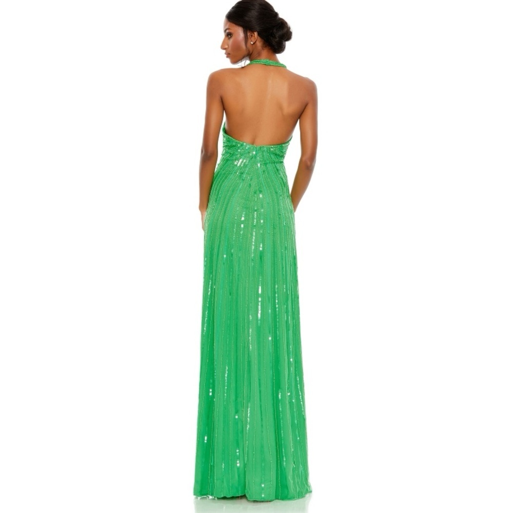 NWT Mac Duggal Size 14 Green 10898 Halter Neck Sequin Gown Dress Prom Formal NWT - Picture 3 of 12